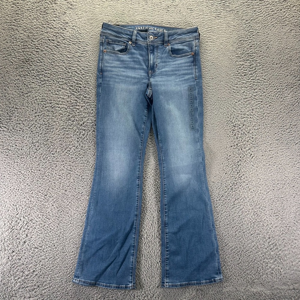American Eagle Outfitters Kick Jeans Womens 6 Blue Cotton Denim Bootcut Stretch